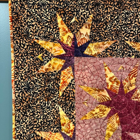 39x39” Multicolor Star Pattern Handcrafted Quilt wall hanging art - Picture 2 of 9